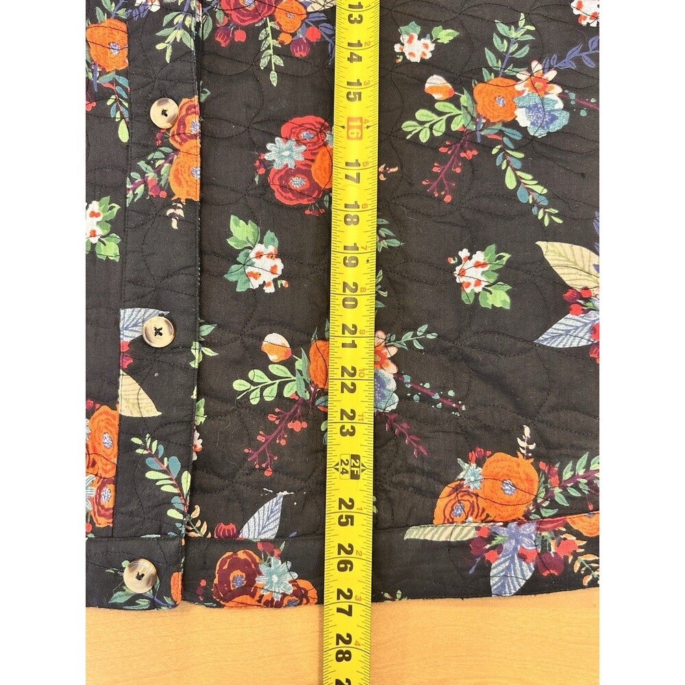 Blair Quilted Floral Vest Black Cottagecore Button Front Size L - Picture 6 of 7